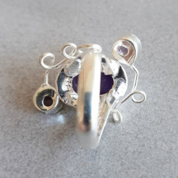 Sz 7 ~ Flirty Unique Whimsical! Eclectic Dark Amethyst Ring ~ Artisan Created - Picture 6 of 6